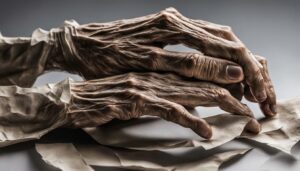 schrumpelige hände ohne wasser